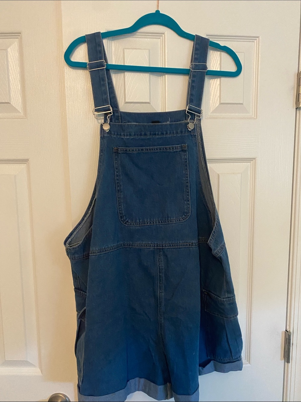 Denim Overall Dress in Dark Blue